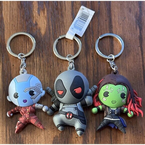 6 Marvel Keychains Lot Spiderman Deadpool Groot Captain‎ America Gamora Nebula - Picture 2 of 3